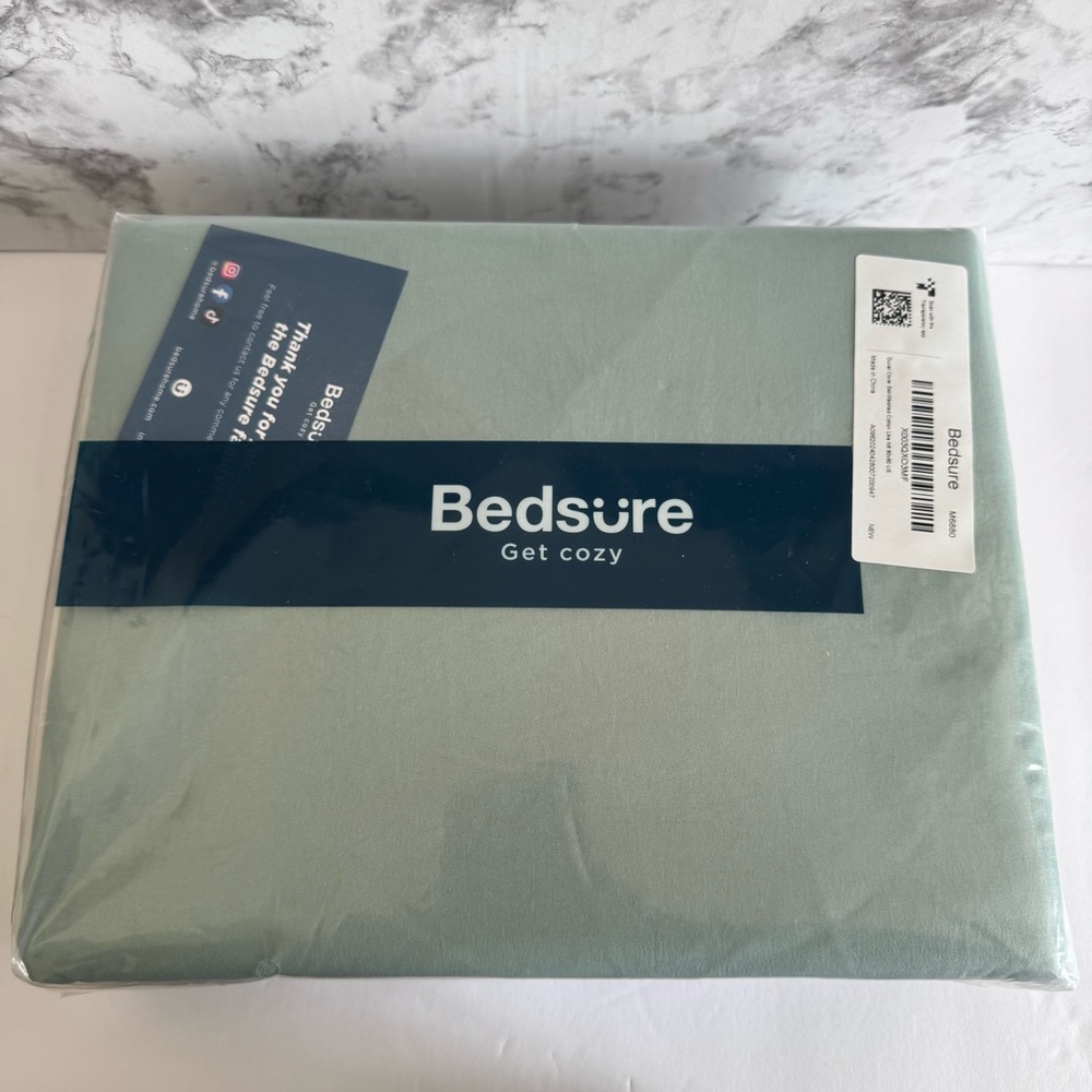 Bedsure Get Cozy Duvet Cover Set (3 Pieces) Cotton Like Sage Green, Queen